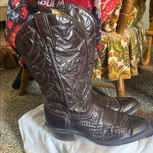 Texas All American Made Boots Men’s
 Size 9 1/2 D Dark Brown Leather Western